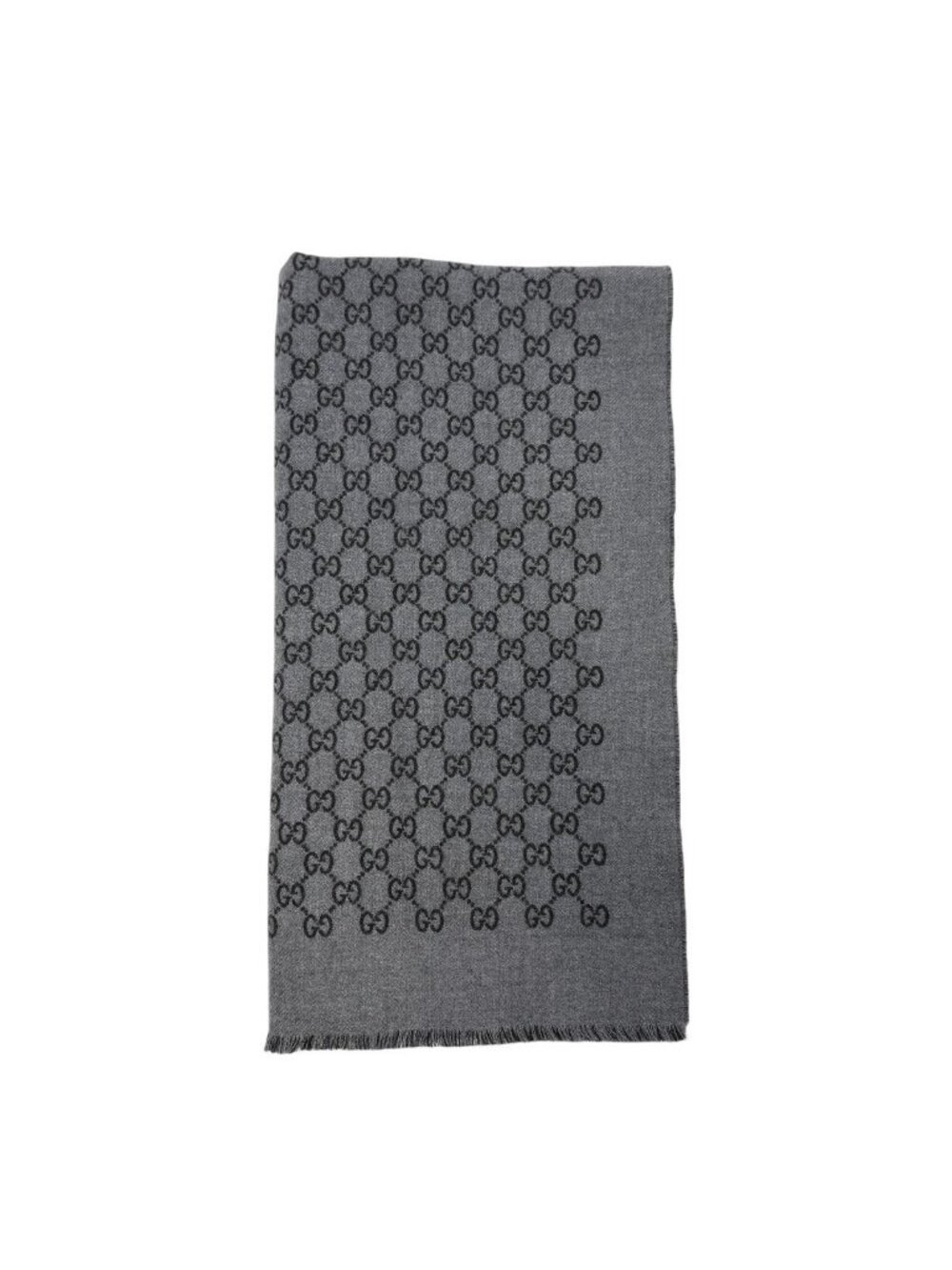 Gucci Double Jacquard GG Wool Scarf 33 175 Dark Gray Black